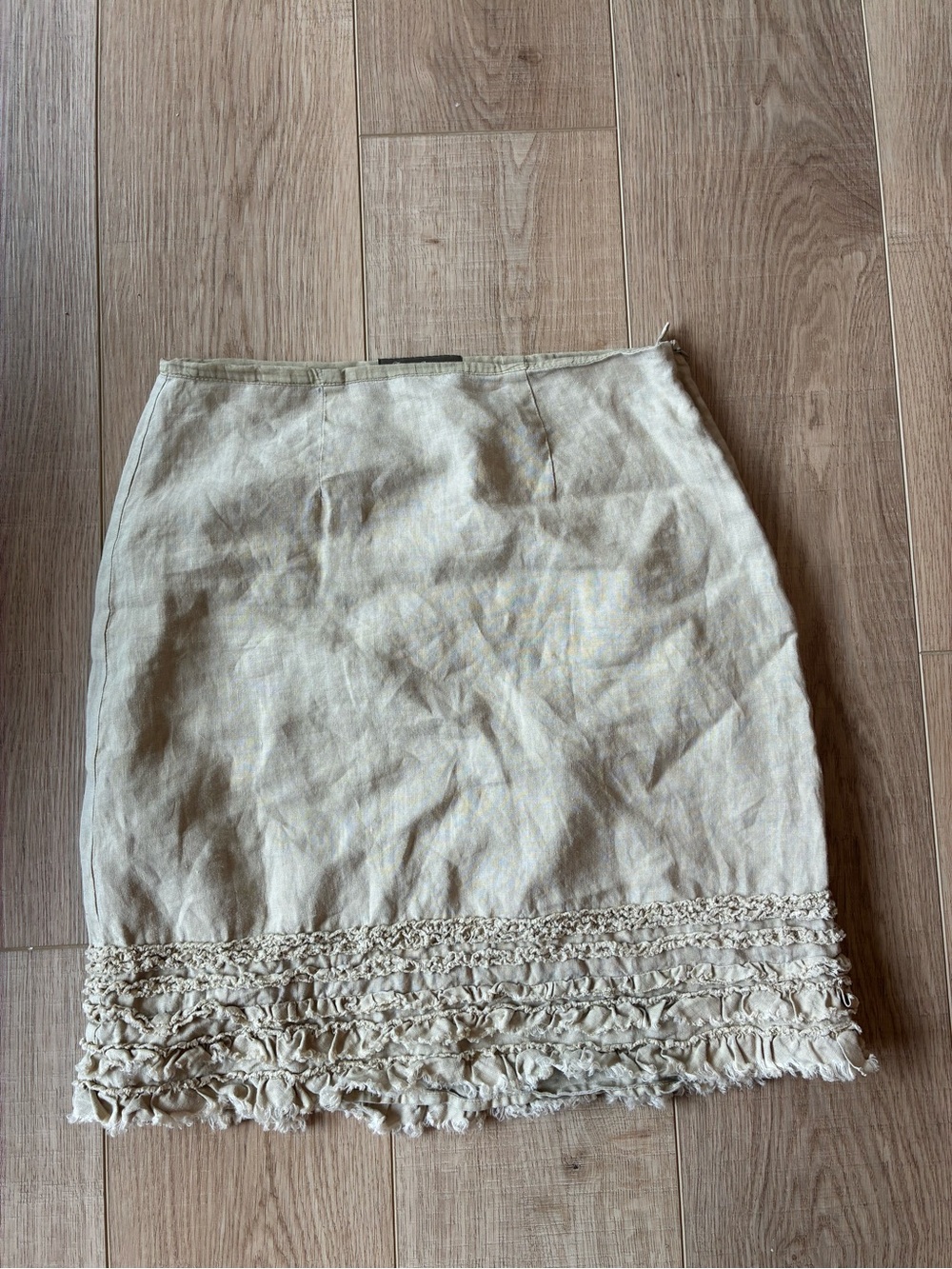 Tommy Bahama khaki Mini Skirt with Ruffle Hem linen Autumn size 0